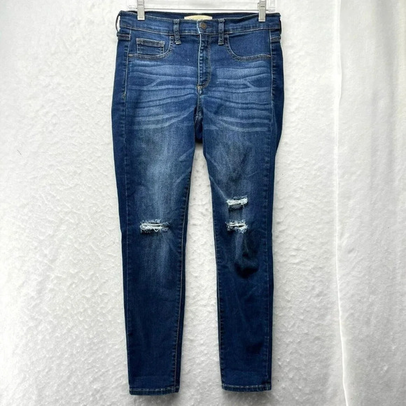 Gap 1969 Jeans Women's Sz 6 Blue Denim Easy Legging Distressed Slim Leg Stretch - Picture 1 of 12